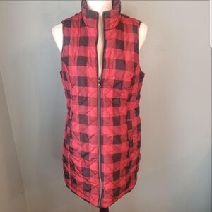 Christopher & Banks Red and Black Checkered Vest